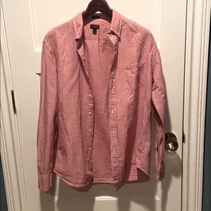 J Crew red and white checkered button down shirt